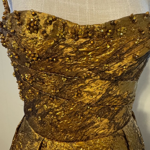 Teuta Matoshi Autumn Leaves Gold Textured Gown - Picture 14 of 15
